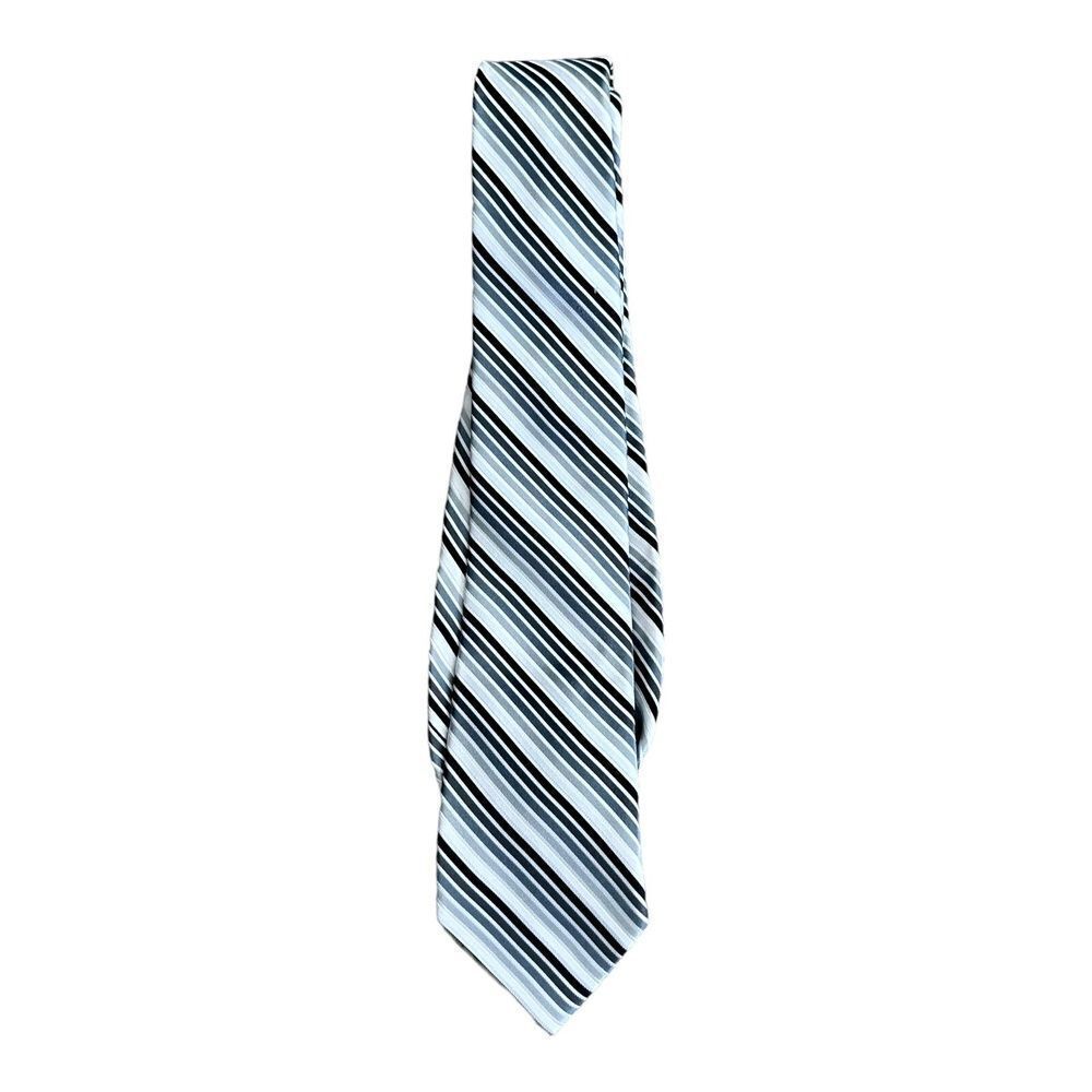 Express Mens Neck Tie Black White Gray Diagonal Stripe Office Business Formal